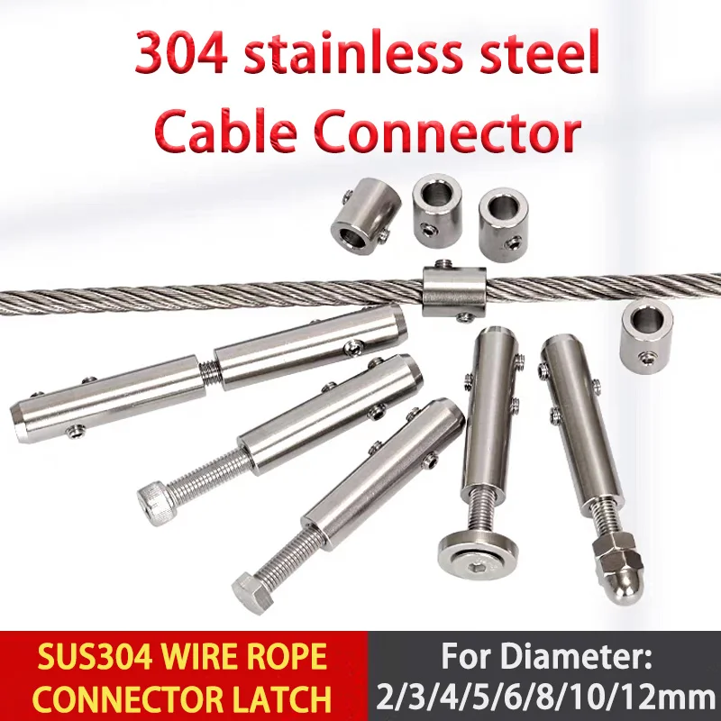 1Pcs 304 Stainless Steel Wire Rope Clip Handscrew Clamp With Hexagon Grub Screw Bolts Buckle for 2/3/4/5/6/8/10/12mm Cable