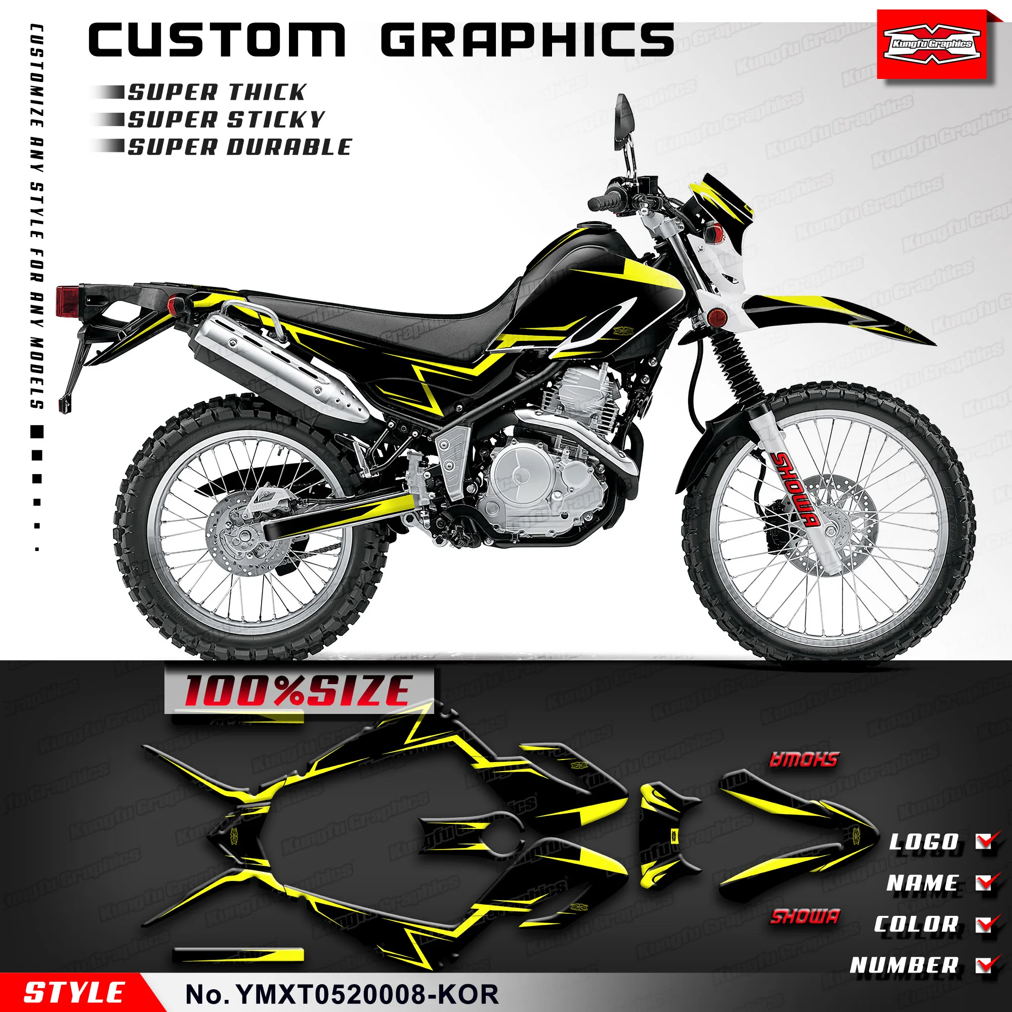 

KUNGFU GRAPHICS Decal Sticker for Yamaha Serow XT250 2005 2006 2007 2008 2009 2010 2011 2012 2013 2014 2015 2016 2017 2018 2019