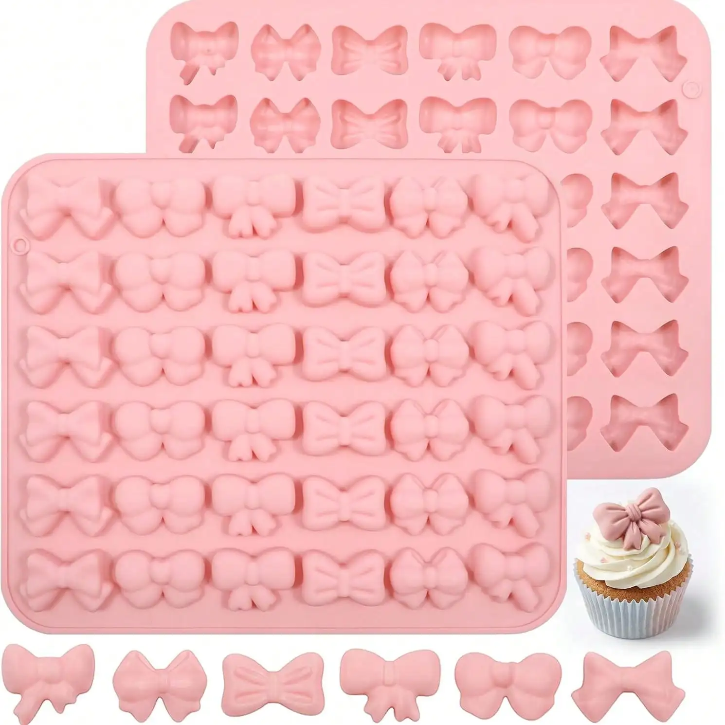 Bow Chocolate Mold,Mini Bow Candy Silicone Molds Biscuit,Jelly,Cookie,Cupcake Toppers Cake Decorating for Birthday Wedding Party