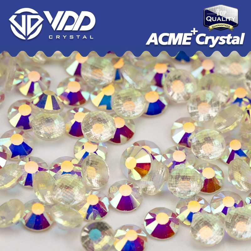 VDD 057 Transparent AB ACME+Series Top Quality Glass Hotfix Rhinestone Crystal Flatback Strass Glitter Stone Clothes Accessories