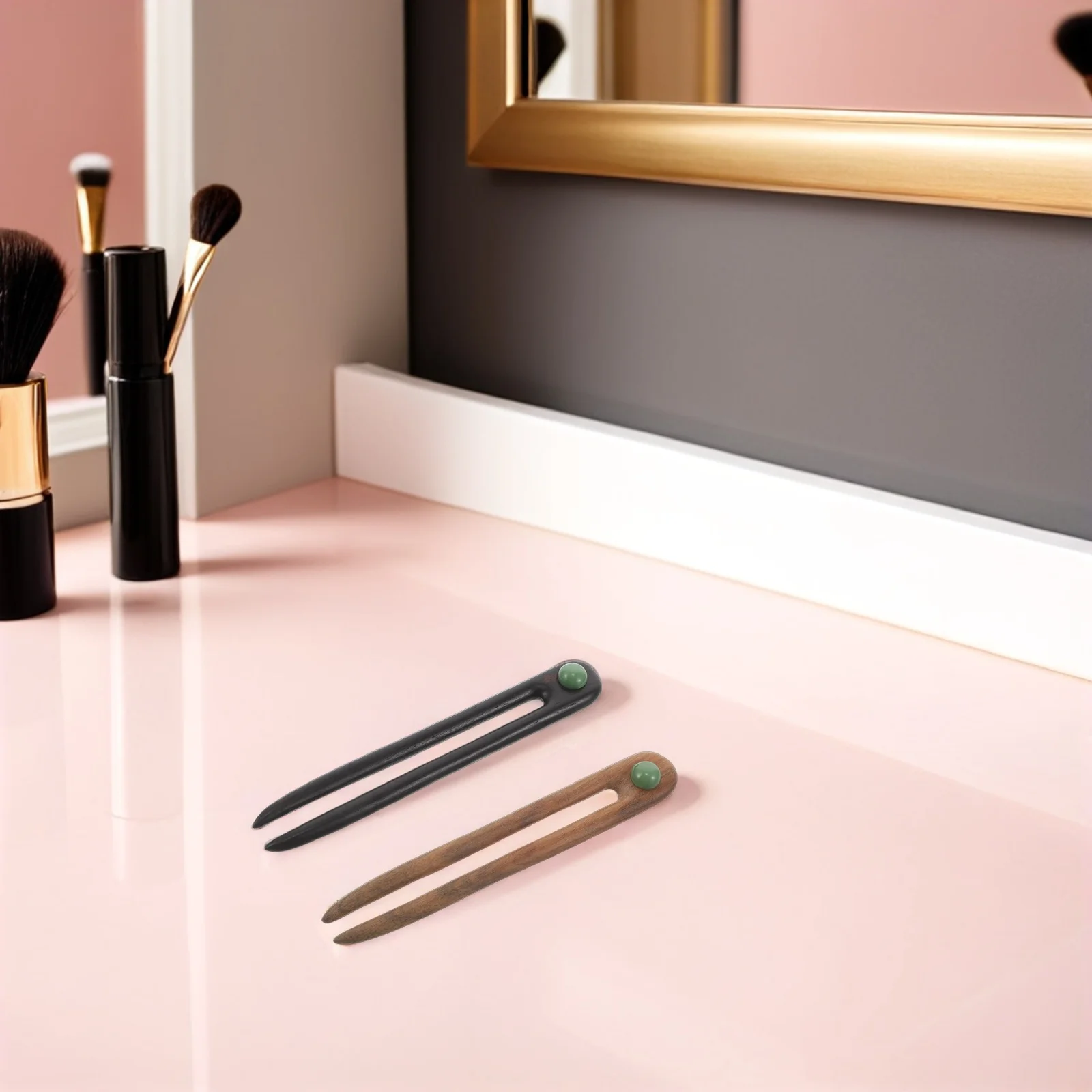 

2pcs Wooden Sticks U-Shaped Chinese Hairpins Natural Wood Texture Chignon Bun Holders Hanfu Bridal Hair Accessories Styling Tool