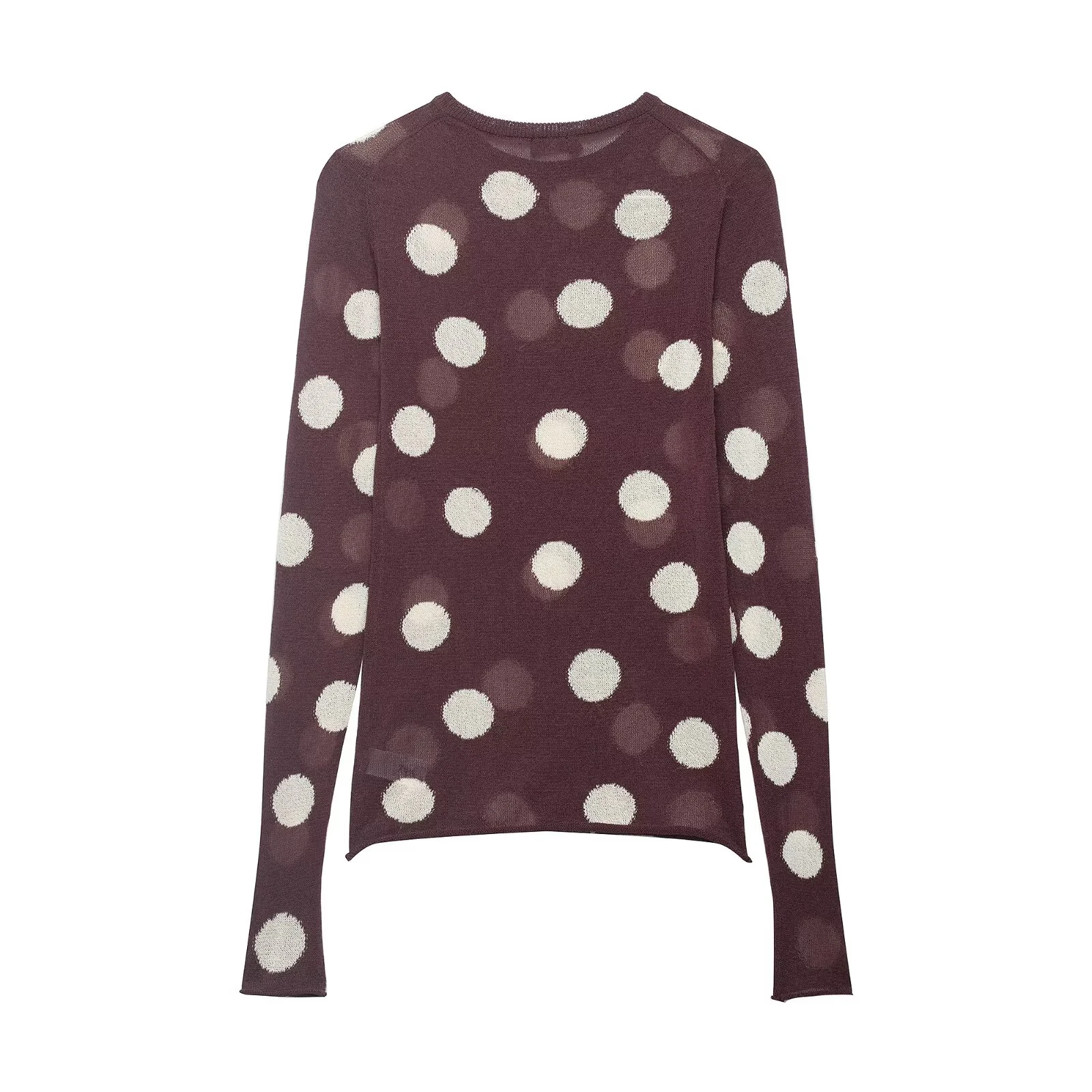 European and American style women's clothing spring new style fashionable temperament trend polka dot knitted top