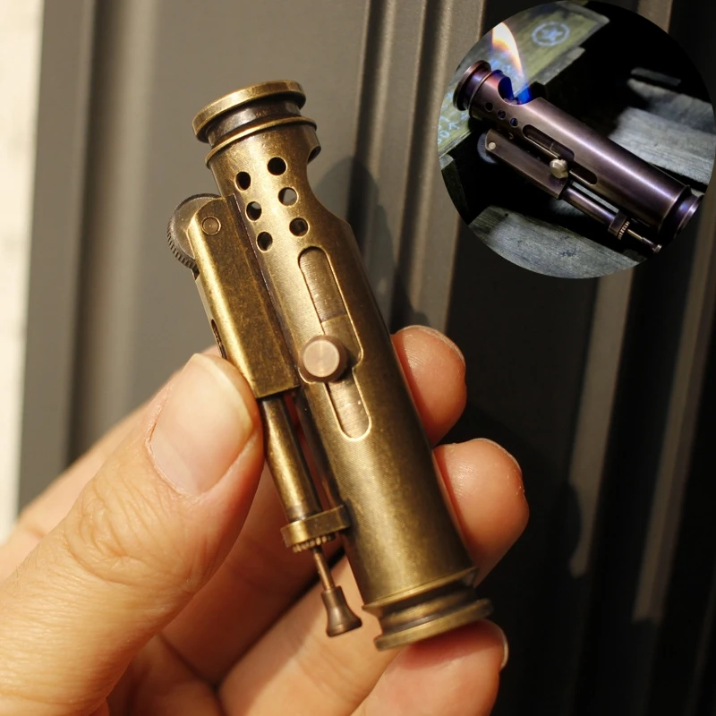 Unusual Shaped Groove Handmade Pure Copper Open Flame Lighter Retro Portable Windproof Series Lighter Smoking Small Tool Gift