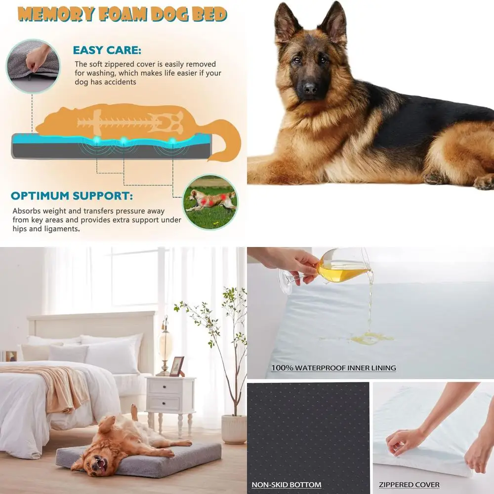 

XL Orthopedic Dog Bed for Large Breeds, 41 Washable, Waterproof, Cooling Gel Memory Foam, Supports up to 110 lbs