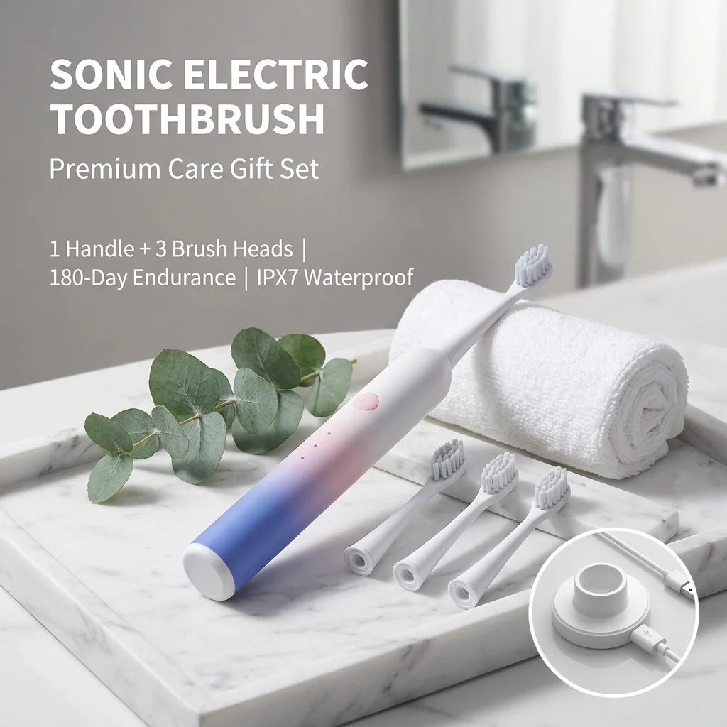 

Sonic Electric Toothbrush for Women Gradient Design 6 Modes IPX7 Waterproof Dupont Soft Bristles Smart Timer 180 Days Endurance