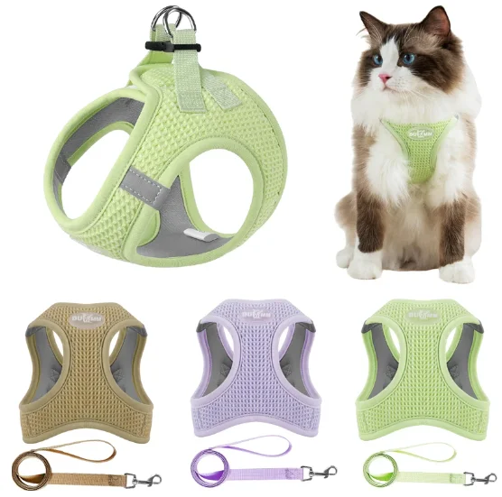 

Puppy Pet Harness Leash Set Reflective Cat Harness Vest for Small Dog Cats Chest Strap Kitten Walking French Bulldog Accessories