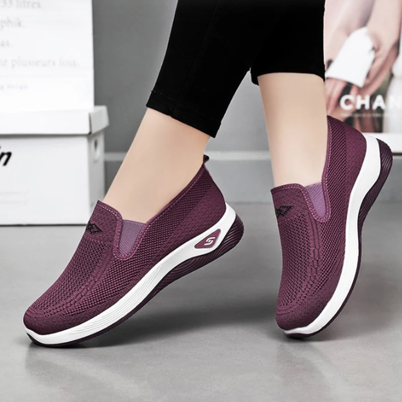 Women Casual Sports Shoes Breathable Lightweight Sneakers Anti-slip Flats Outdoor Running Walking Shoes Female Vulcanized Shoes