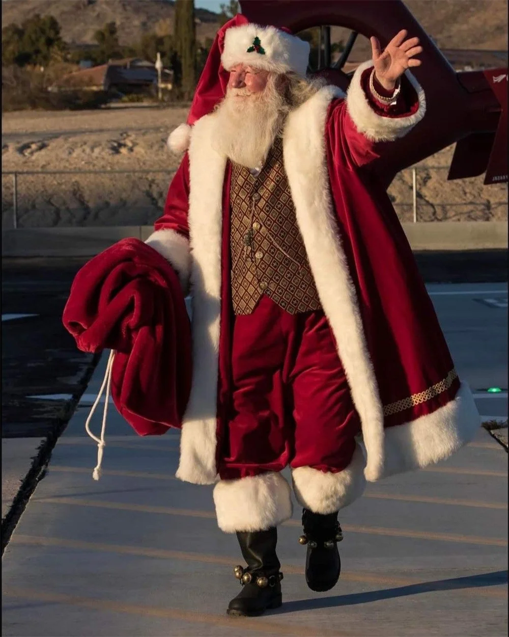 Deluxe Kerstman Kostuum Professioneel Kerstman Kostuum Kerstman Kostuums Volwassen Jas Vest Broek Hoed Outfit voor Mannen