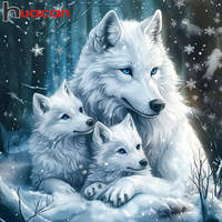 Huacan Full Diamond Painting Animal Wolf 5d Diy Diamond Mosaic Winter Landscape Rhinestone Pictures Craft Kit Home Decor Gift