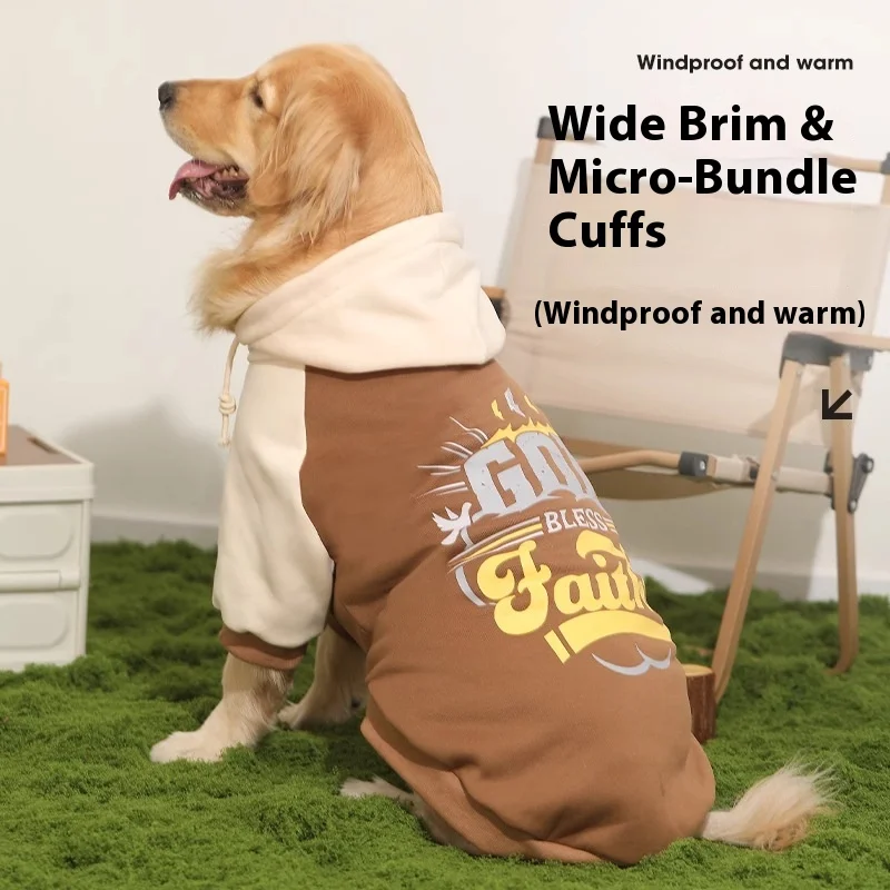 

Large Dog Winter Clothes for Labrador Border Collie-Thermal Windproof Jacket with Fleece Lining, Warm Hoodie Style Coat for Cold
