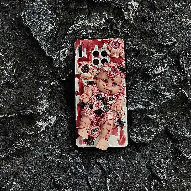 

Чехол для телефона с 3D имитацией кровавой куклы 17Air для iPhone 17 16 15 14 13 12 Pro Max 16pro, забавный креативный защитный чехол на Хэллоуин
