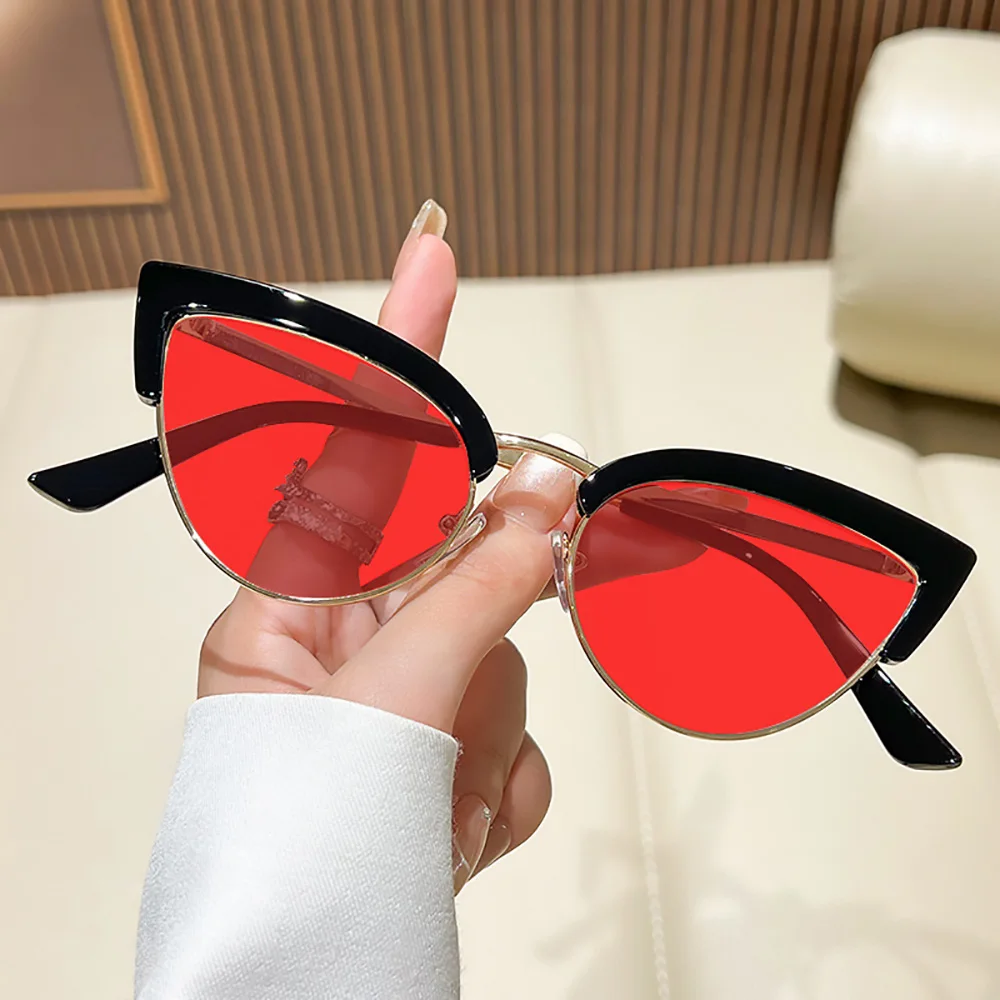 2025 Metal Cat Eye Night Vision Glasses Sunglasses Women's Anti Blue Light High-definition Goggles Outdoor Driving Eyewear UV400