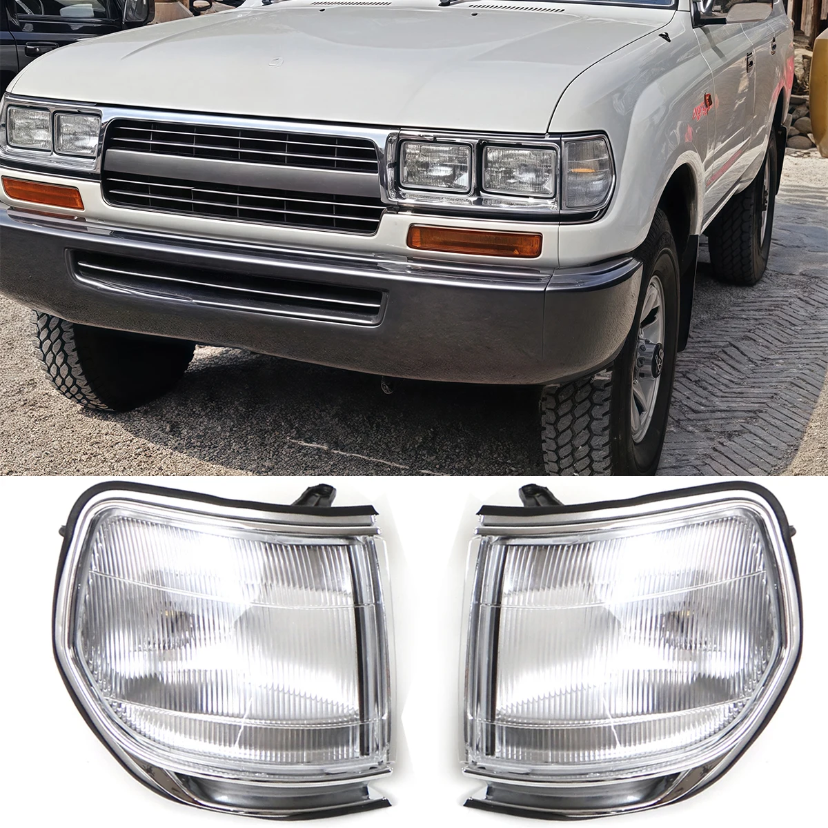

LH&RH Turn Signal Light Lamp For Front Bumper Corner Light Turn Lamp For Toyota Land Cruiser LC80 FJ80 1990-1997