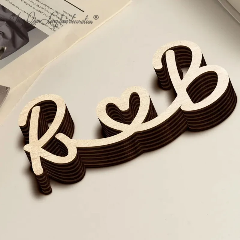 Personalized Line Art Sculpture, Couples Initials Sign Custom Initials Name Decors, Home Decor, Name Sign, Anniversary Sign view 4