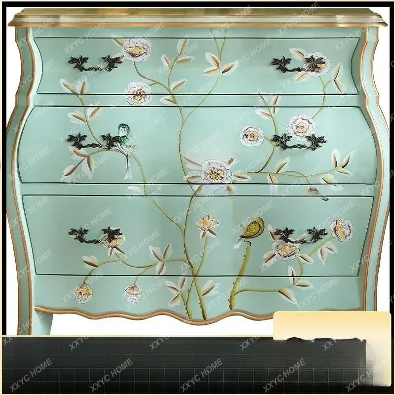 XX Living Room Locker Against Wall Painted Solid Wood Chest Of Drawers Bedroom Drawer Chest Of Drawers