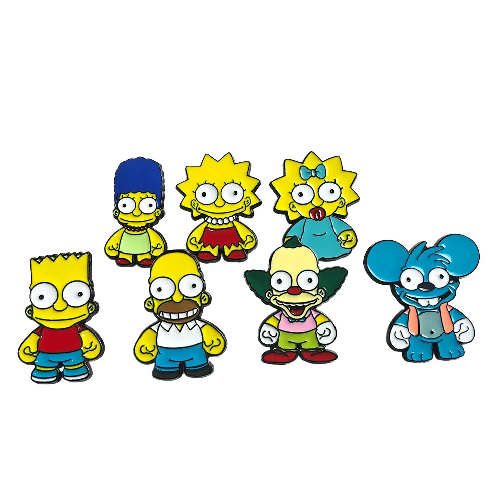 

1 Set Cartoon Anime The Simpsons Cute Brooch Metal Badge Pin Versatile Decoration Y2k Fashion Toys Anime Cartoon Frind Kawaii