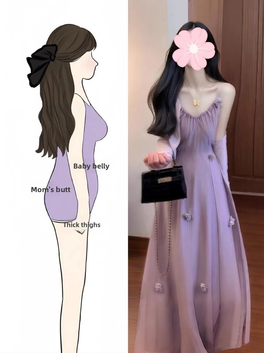 

plus Size Women's Purple Open Cardigan Dr Set Gentle High-End Sle Long Sve V-Ne Button-Up High Waist Skirt