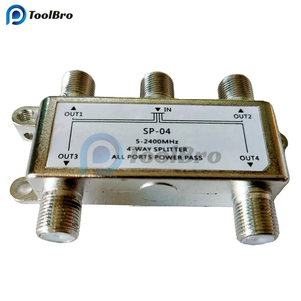 4 Way Satellite Antenna Cable TV Splitter 5-2400MHz 4 Channel