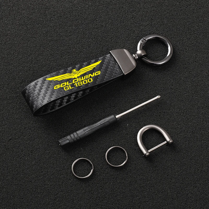 New fashion motorcycle carbon fiber leather rope Keychain key ring For Honda Goldwing 1800 GL1800 F6B 2002-2017