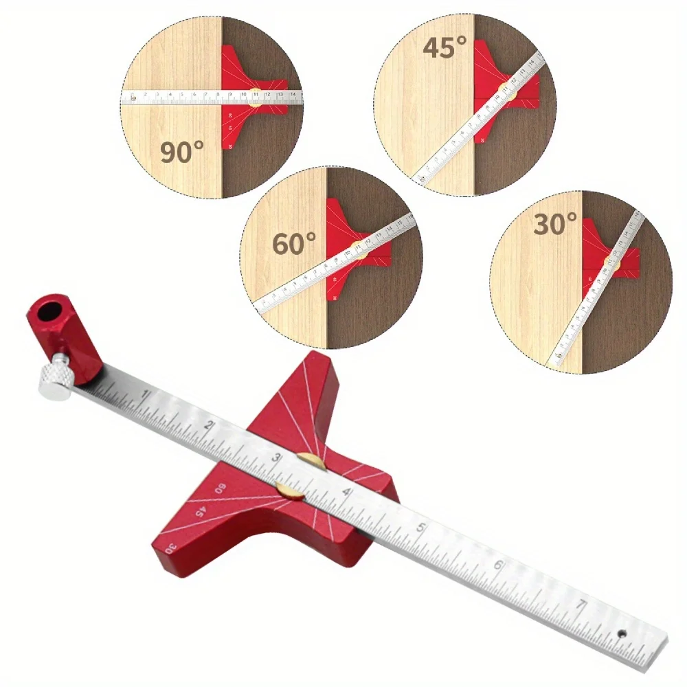 Aluminiowy wysokościomierz do drewna, liniowy trasownik, narzędzie do rysowania równoległych linii, wielofunkcyjny marker do majsterkowania w drewnie.