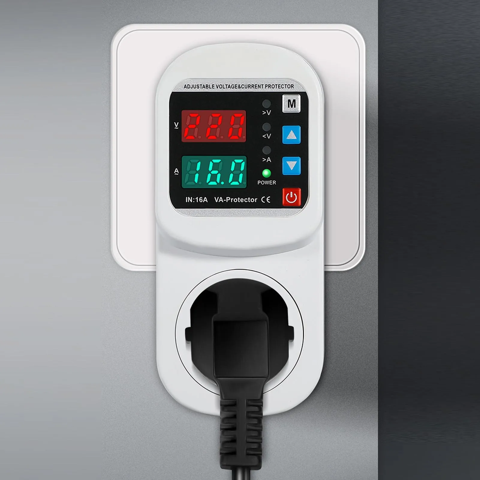 Automatic Voltage Current Safety Socket LED Display Adjustable Voltage Current Surging Safety Socket 1-63A Surging Safety Socket