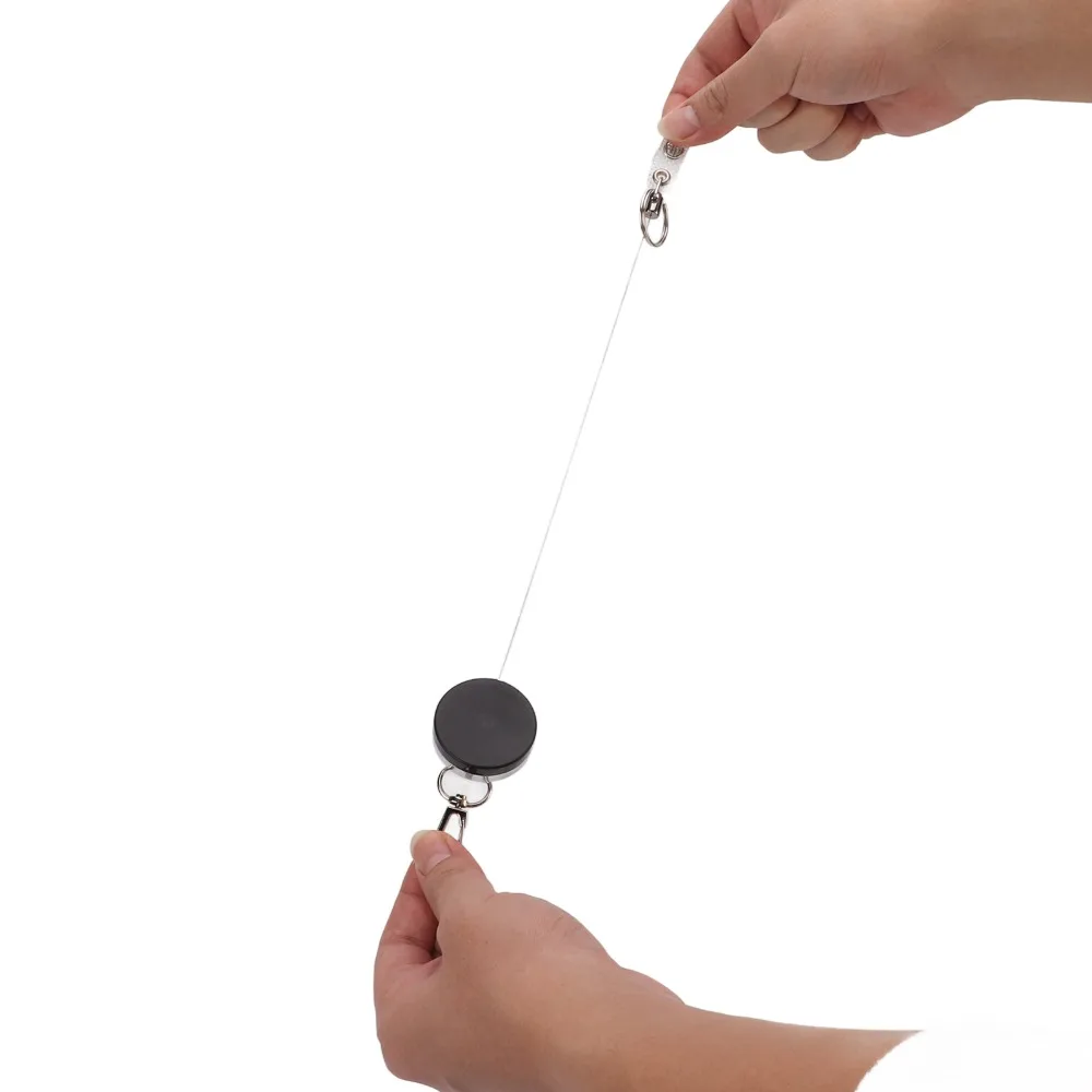 

2 Pcs Durable Heavy Duty Retractable Keychain Flexible Stainless Steel Wire Black Badge Reel Key Chain Work Cards