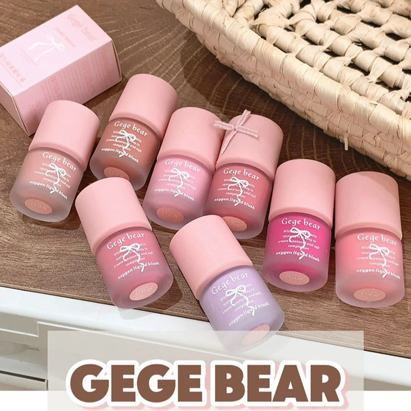 Gege Bear 7-Farben-Matt-Flüssig-Rouge, niedrige Sättigung und zart, einfach aufzutragendes, langlebiges, wasserfestes Rouge, Nude-Farb-Make-up