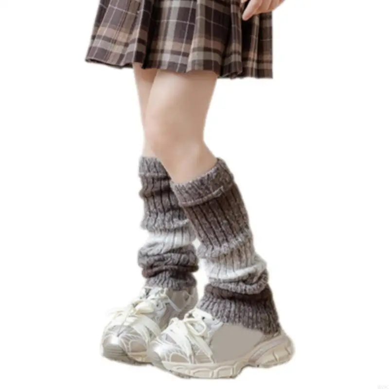 M89C متدرج اللون تدفئة الساق فستان سميك طماق جوارب الشتاء فتاة المدرسة