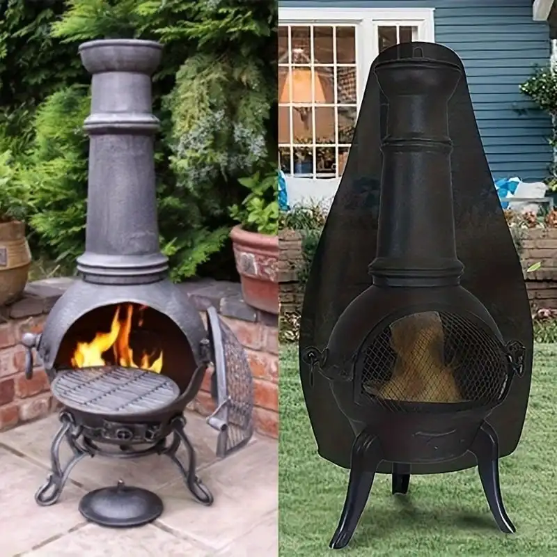 Outdoor Chiminea Fire Pit Cover Waterproof Anti-UV Dustproof Teardrop Chiminea Protective Cover with Handle & Drawstring for Pat