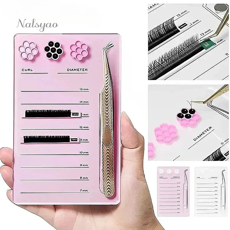 Magnetic Acrylic Eyelash Extension Scale Holder Lash Board Glue Pallet Cup Clean Hygienic False Eyelash Pad Makeup