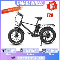 T20 Electric Bicycle 750W Motor 48V17AH Battery Urban Commuting Electric Bike 20*4.0 inch Tire Male Female Style Riding E-bike