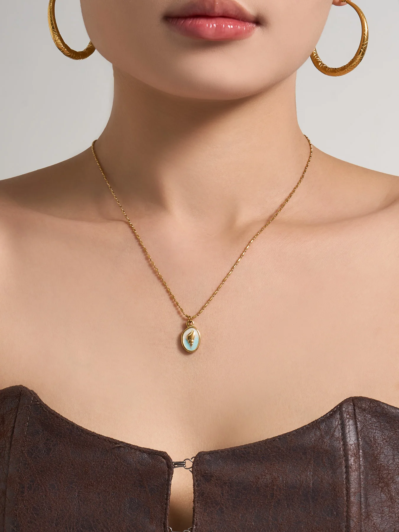 Riesenrad Pentagramm Geometrischer Anhänger Damen-Halsketten Edelstahl Charm Choker für Frauen Bankett-Schmuck Großhandel – Detail 3