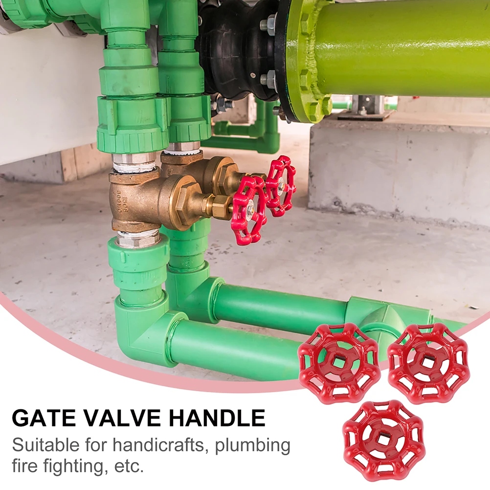10pcs Valve Handwheel Handle Red Metal Gate Ball Water Pipe Fitting Cast Iron Plumbing Shut Off Flat Bottom Long Service Life