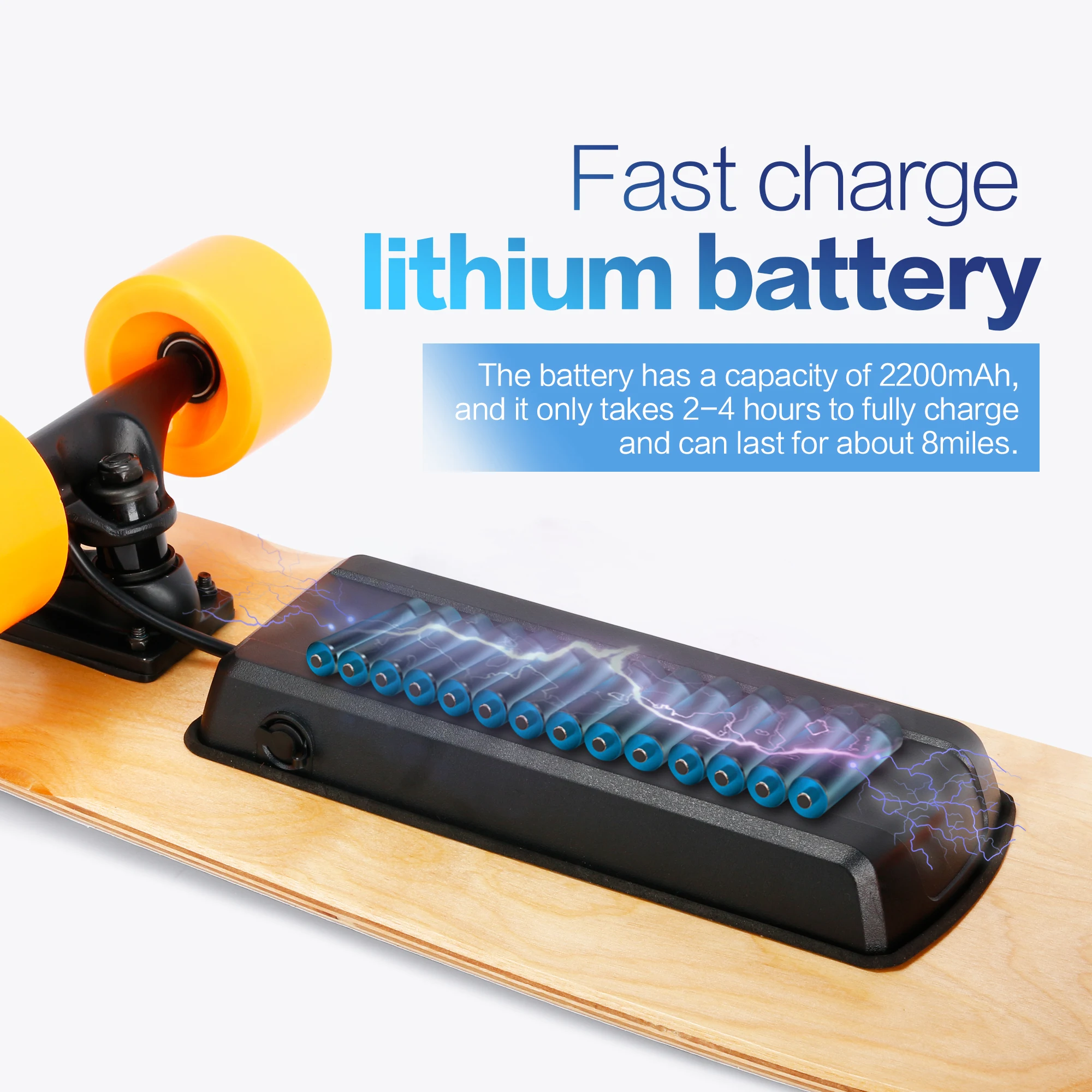 미국 현지 창고 350W 전동 스케이트보드 무선 리모컨 포함 최대 10 MPH 8마일 주행거리 100KG 무게 용량