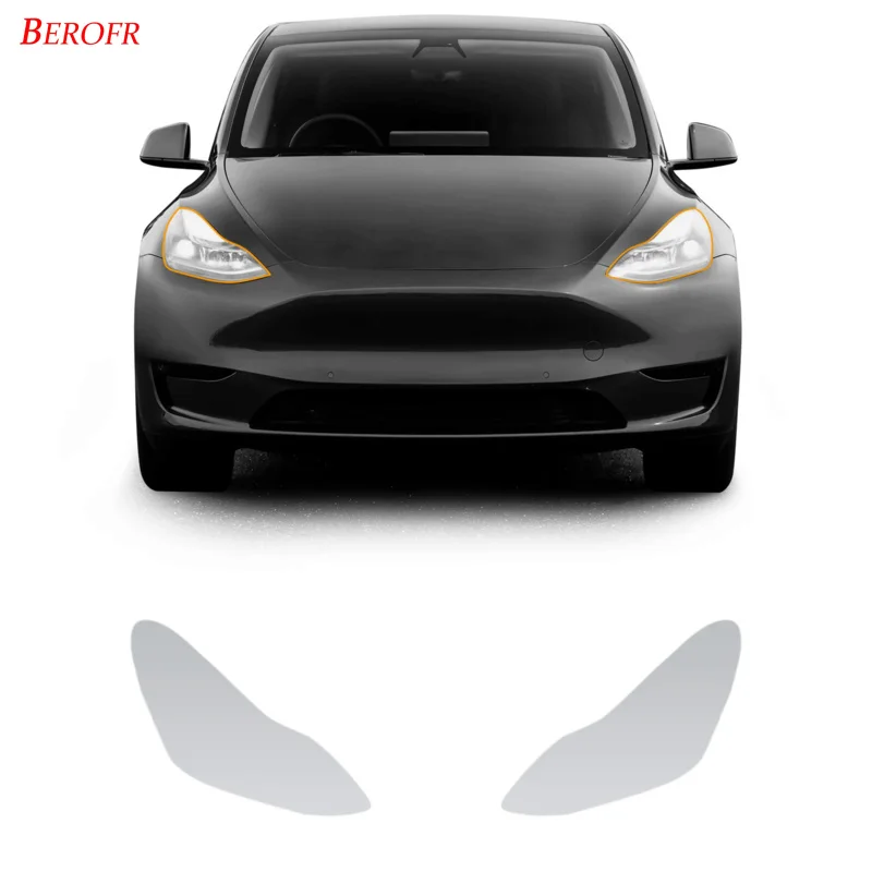 

Предварительно нарезанная защитная пленка PPF для фар автомобиля, прозрачная TPU пленка для Tesla Model Y 2020-2023, прозрачная, устойчивая к царапинам, 2 шт./компл.