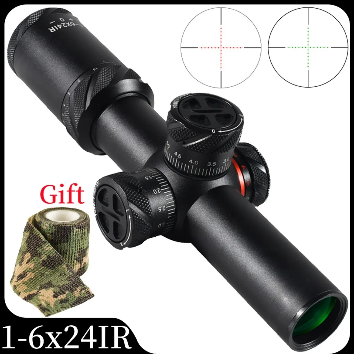 

1-6X24IR Crossbow Short Rifle Scope Red/Green Illuminated Reticle with 30mm Tube Tactical Hunting Collimator Airsoft Accsesories