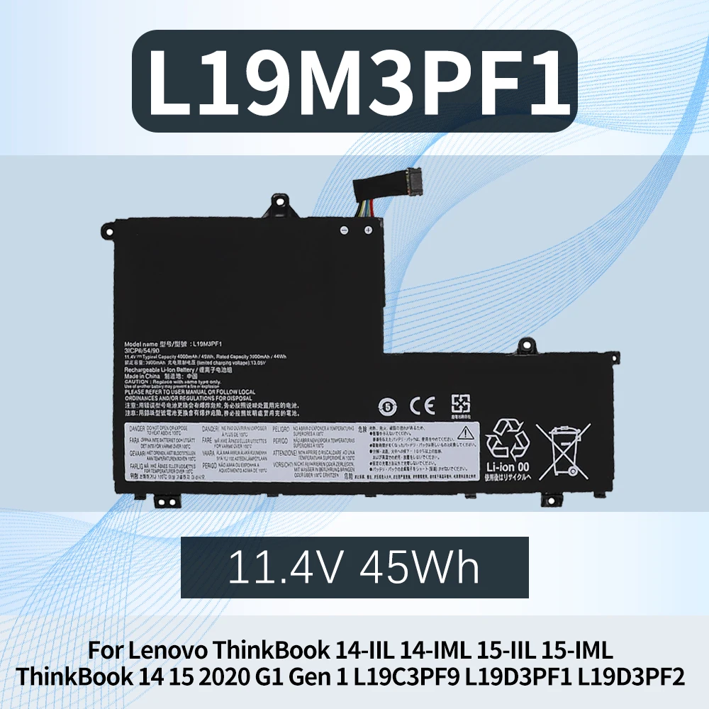 L19C3PF1 Battery for Lenovo ThinkBook 14 15 2020 G1 Gen 1 Series 14-IIL 14-IML 15-IIL 15-IML L19D3PF2 L19L3PF1 L19M3PF1 L19M3PF2