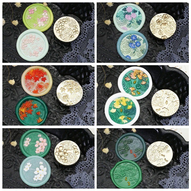 Plant Water Ripple Series Vintage Wax Stempel Vervang hoofd voor DIY Sealling Wax Scrapbook Envelop Uitnodiging Geschenken Ambachten Decor