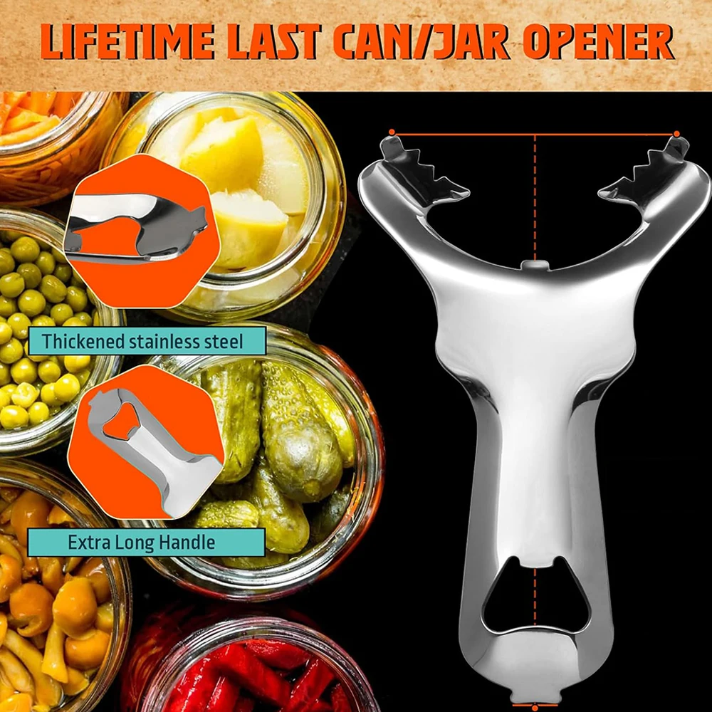 Stainless Steel Mason Jar Bottle Opener Manual Handheld Twist Top Remover No Lid Damage Multifunctional Kitchen Tools Easy Twist