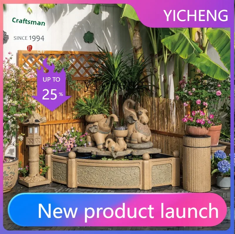 

LYY Китайский ландшафтный дизайн двора с проточной водой, уличный пруд для рыб, садовый декор, украшение в виде слона, балконный пруд для рыб