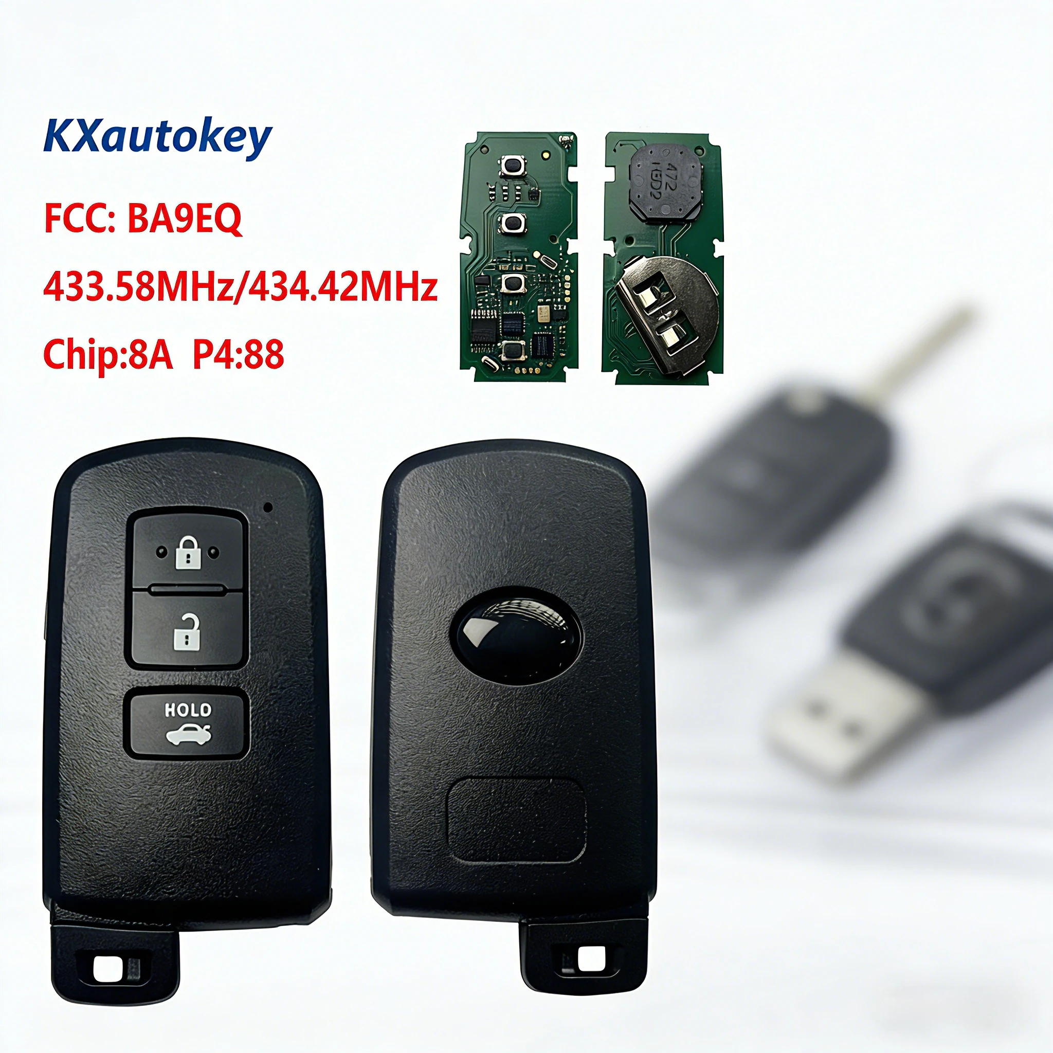 

KXK007037For Toyota 3 Buttons Compatible with Auris RAV4 FCCID-BA9EQ Complete Smart Remote Key For Aftermarket Toyota Key