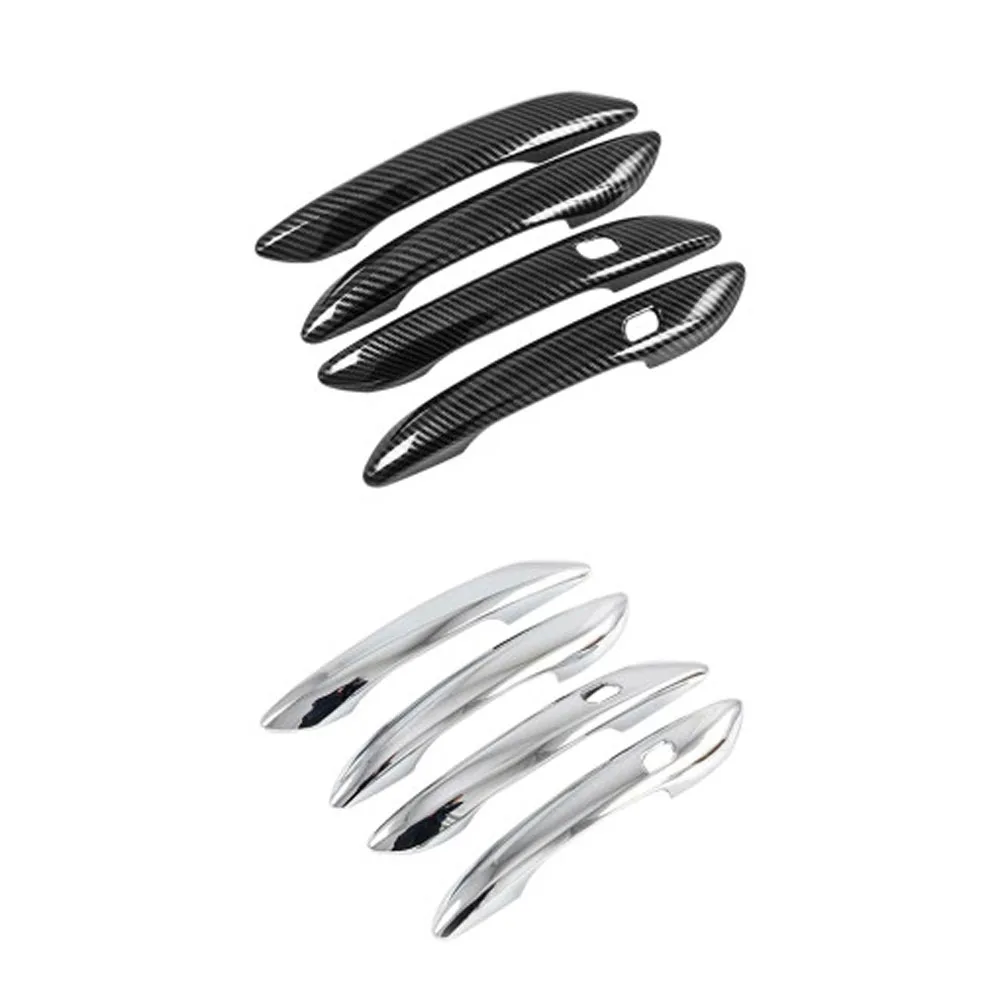 

8PCS/Set Carbon Fiber Chrome Silver Exterior Door Handles Cover Door Bowl Frame Trim Sticker For Hyundai Elantra CN7 N Line LHD