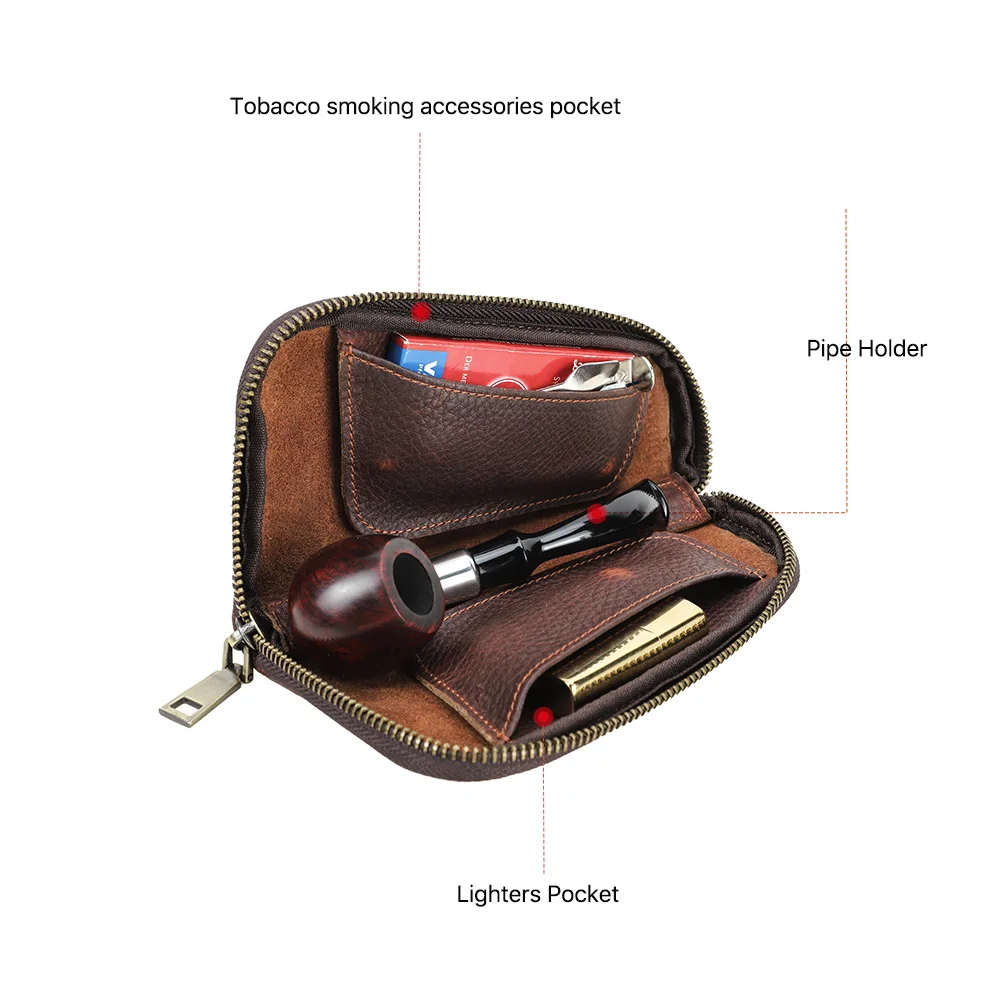 Genuine Leather Case for Tobacco Smoking Pipe Portable Herb Tobacco Smoking Pipe Pouch Smoking Tools Accessories