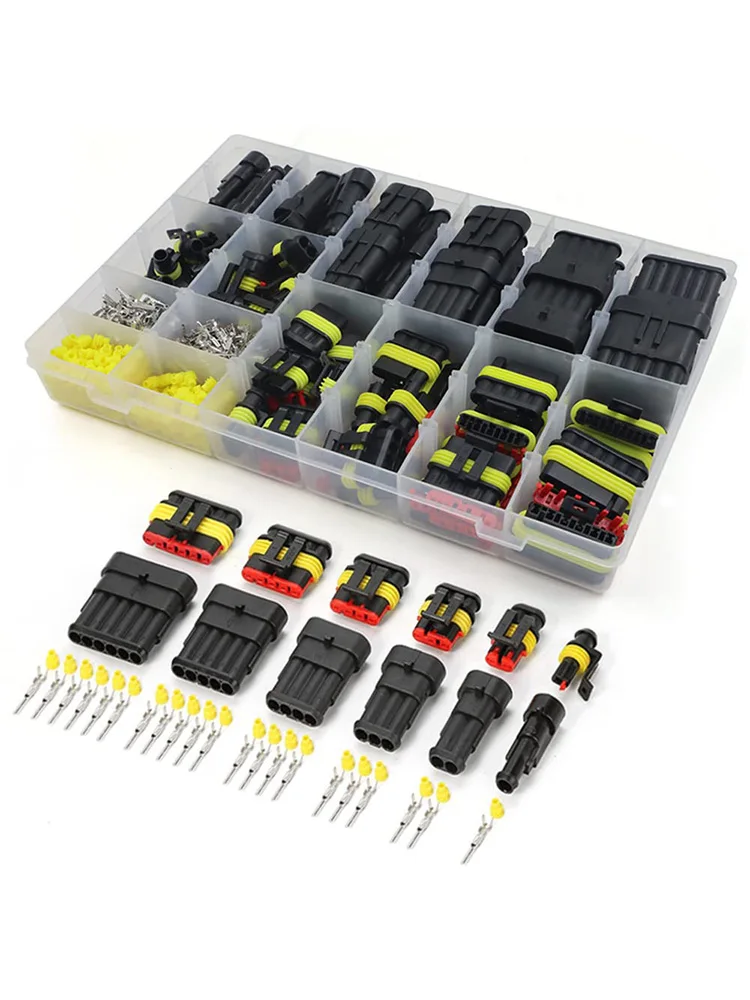 

708 Pcs 43 Kits Waterproof Wire Connectors, Automotive Electrical Connector Kit Terminals Plug Car,1 2 3 4 5 6 Pin for Car Truck