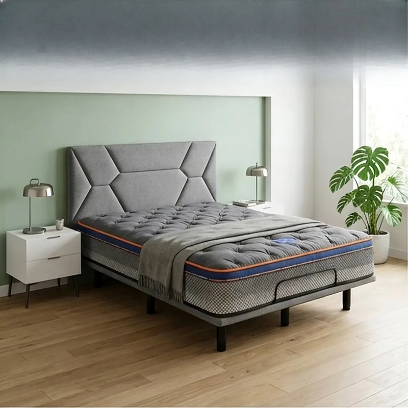 Wireless remote control foldable electric adjustment bed frame | Comfortable iron base, multi-mode support, suitable for apartm