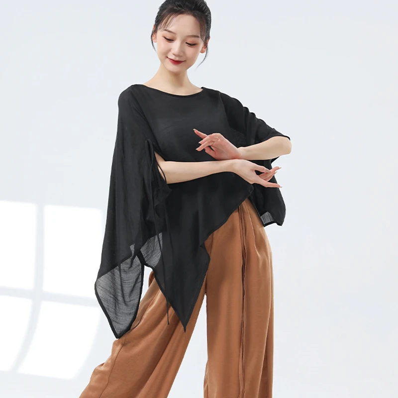 Women Casual Loose T-Shirts Jazz Dance Modern Dance Cover Up Latin Dance Clothes Ballroom Rumba Tops Practice Stage Costume