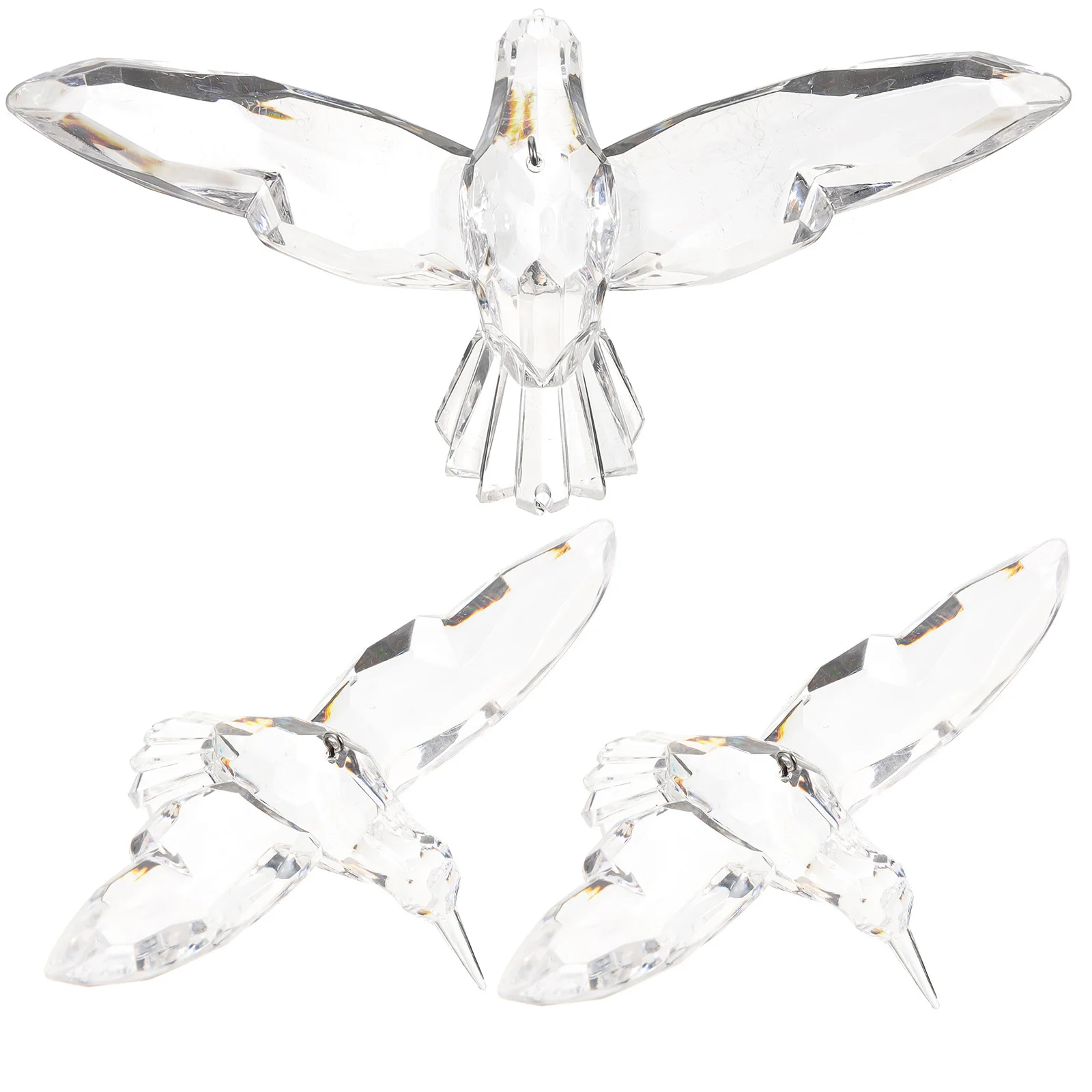 3Pcs Ceiling Hanging Bird Decoration Flying Birds Acrylic Ornament Transparent Home Party Decor Mantel Fireplace Xmas Tree