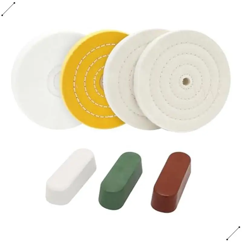 4Piece Buffing Polishing Wheels Soft/Fine/Medium With 3Pcs Buffing Polishing Cutting Compounds