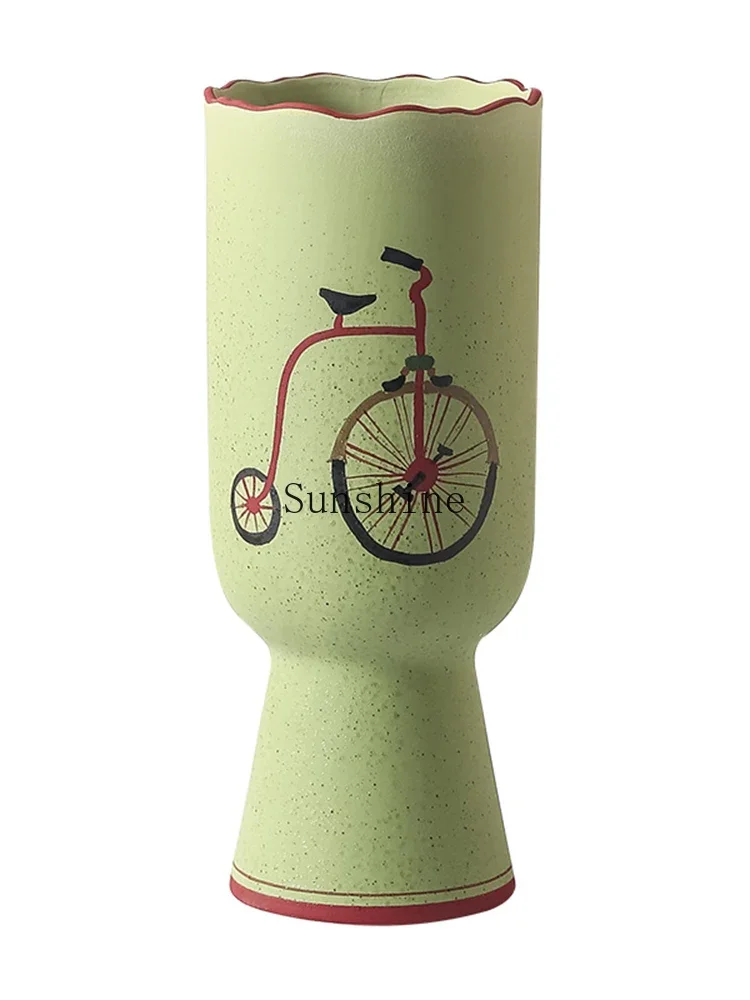 Minimalist bicycle ceramic vase ornament desk flower arrangement