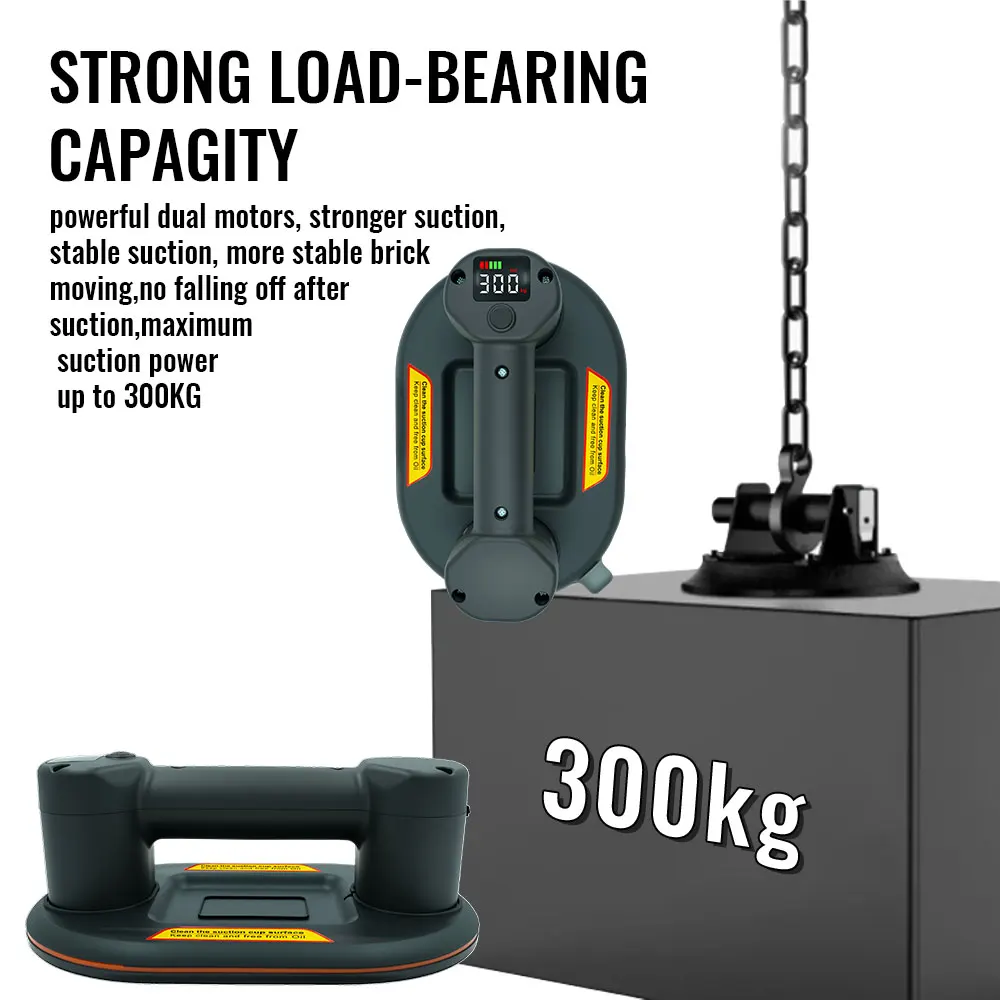 High quality Smart Display Electric Vacuum Suction Cup 300KG Load Heavy-Duty Glass Tile Lifter Vacuum Suckers Lifting Tool